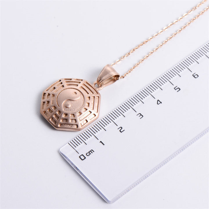 Buddha Stones Bagua Yin Yang Titanium Steel Balance Necklace Chain Pendant - image 12