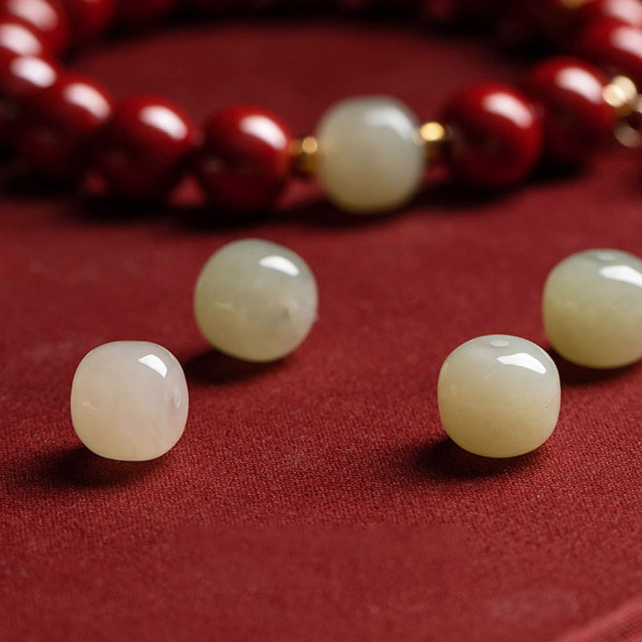 Buddha Stones Cinnabar Jade Healing Protection Charm Bracelet - image 6