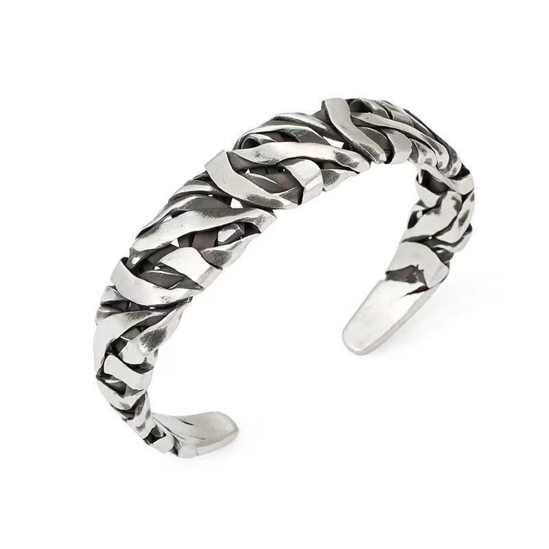 Buddha Stones Retro Line Texture Healing Cuff Bracelet Bangle - image 1