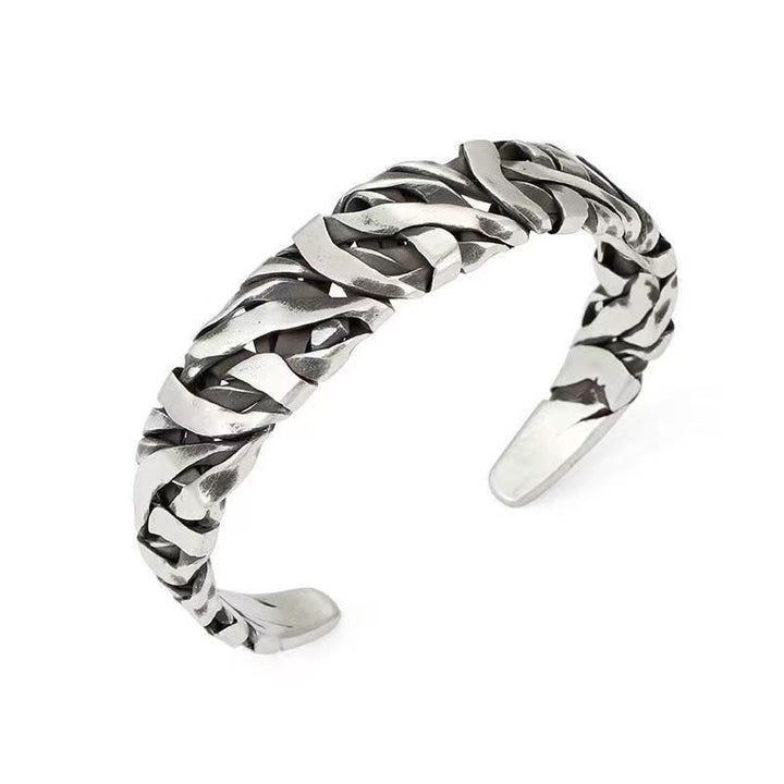 Buddha Stones Retro Line Texture Healing Cuff Bracelet Bangle - image 1