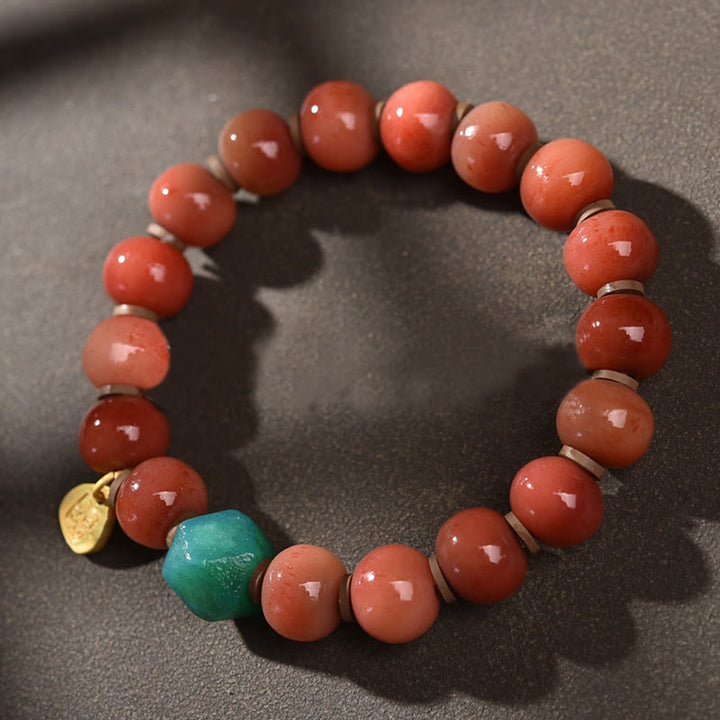 Buddha Stones Tibetan Natural Camel Bone Dzi Bead Bodhi Seed Charm Luck Bracelet - Camel Bone&Green Bead(Wrist Circumference 15-16cm) - image 4