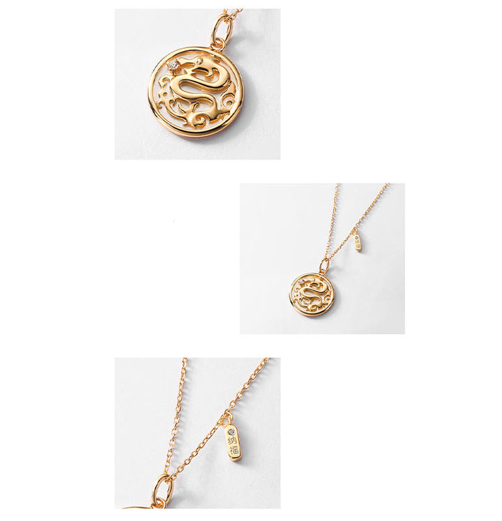 ❗❗❗A Flash Sale- Buddha Stones 925 Sterling Silver Tridacna Stone Year of the Dragon Fu Character Luck Strength Necklace Pendant - image 5