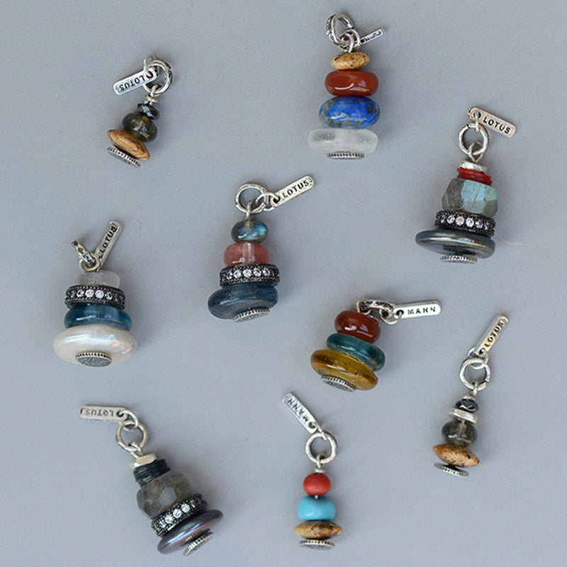 Buddha Stones Zen Cairn Labradorite Various Crystals Calm Pendant Necklace - image 4