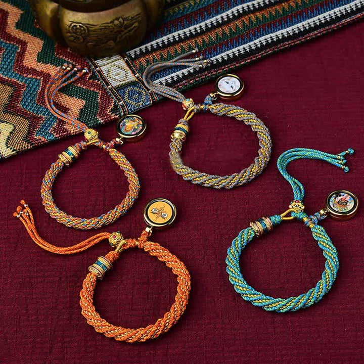 Buddha Stones Tibetan Handmade Luck Thangka Prayer Wheel Charm Weave String Bracelet - image 23