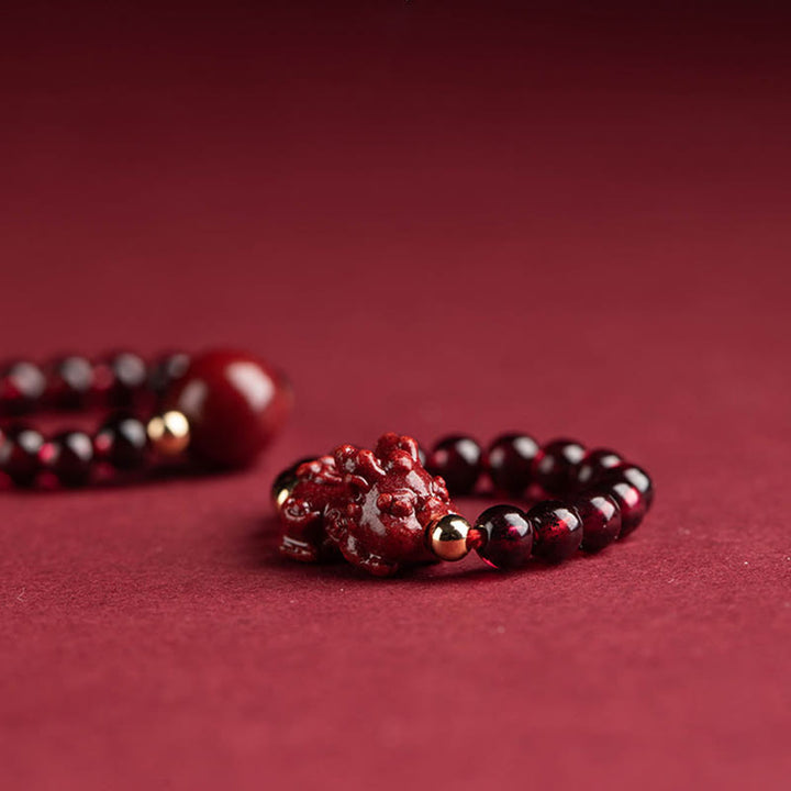 Buddha Stones Garnet Cinnabar Lucky Bead PiXiu Om Mani Padme Hum Rose Protection Ring - image 9