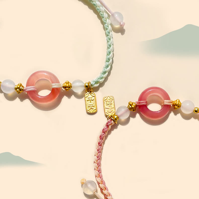 Buddha Stones Peace And Joy Agate Peace Buckle Auspicious Handmade Braided Bracelet - image 2