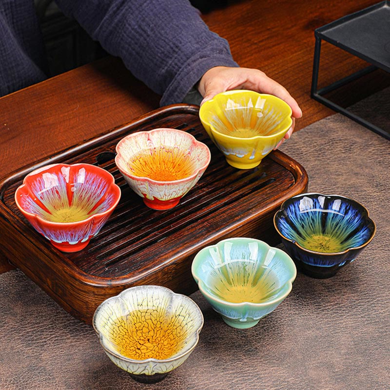 Buddha Stones 6Pcs Plum Blossom Petal Pattern Chinese Jianzhan Kiln Change Ceramic Teacup Kung Fu Tea Cup Bowl With Gift Box - image 13