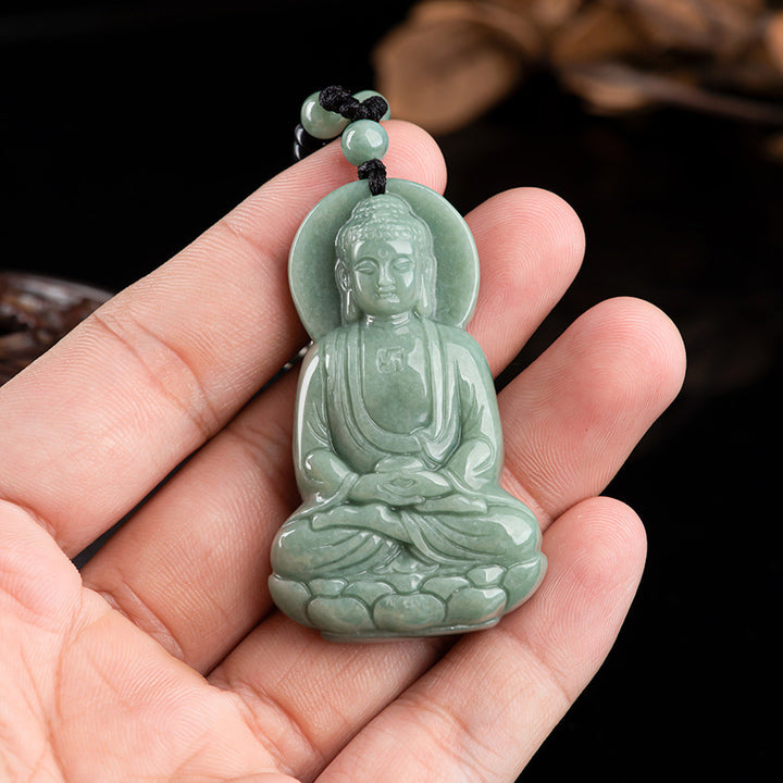 Buddha Stones Amitabha Buddha Jade Amulet Compassion String Necklace - image 3