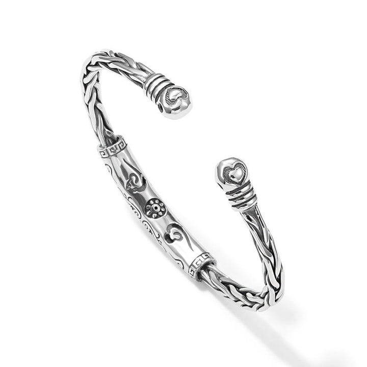 Buddha Stones Tibet Om Mani Padme Hum Engraved Focus Cuff Bracelet Bangle - image 3