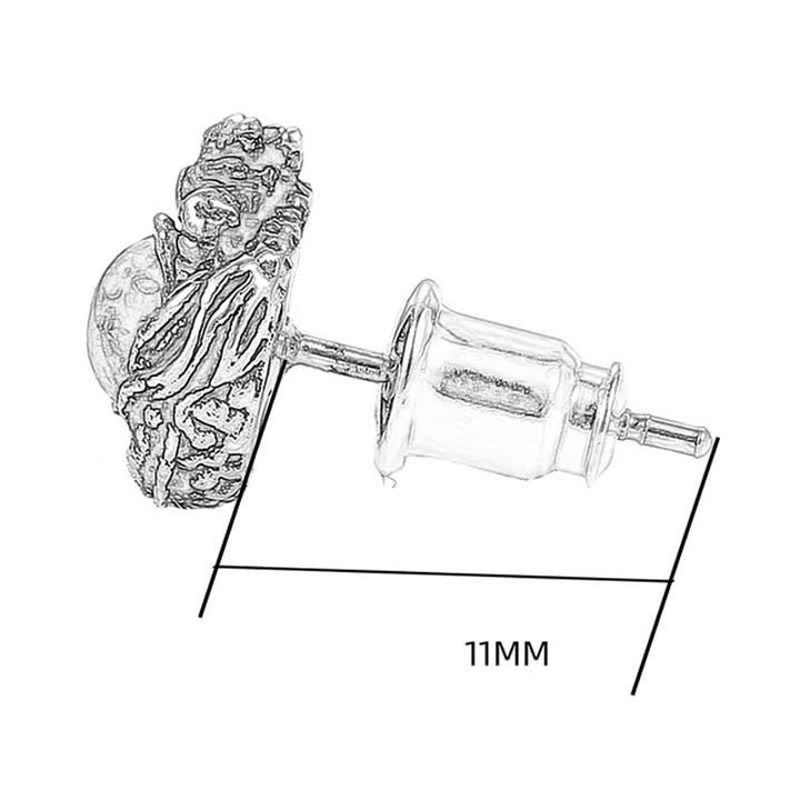 Buddha Stones 925 Sterling Silver Natural Amber Dragon Success Protection Stud Earring - image 11