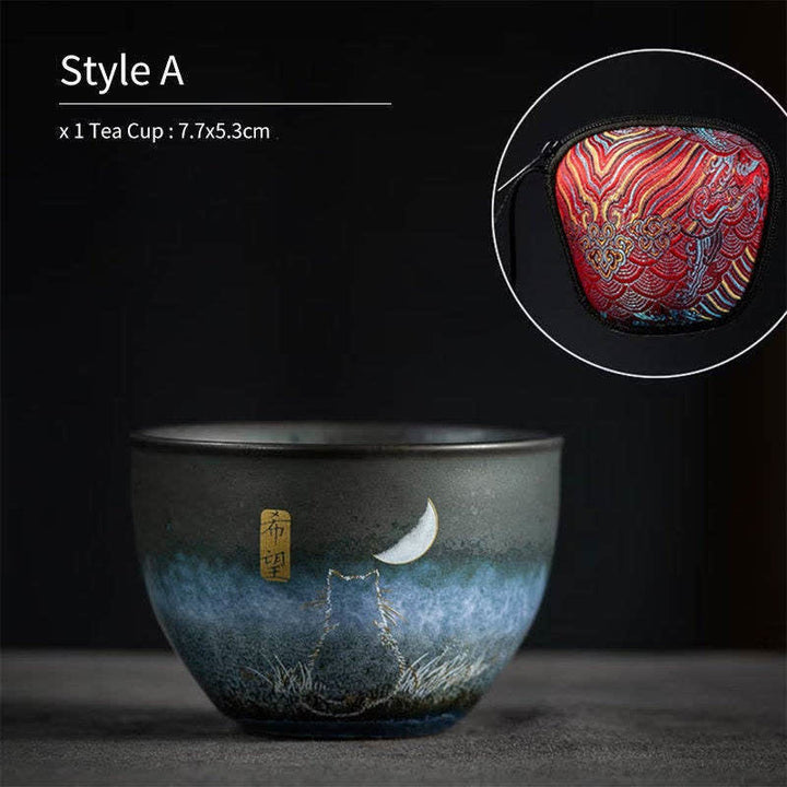 Buddha Stones Ceramic Teacup Lovely Cat Black Tea Cups 140ml - Hope - image 6