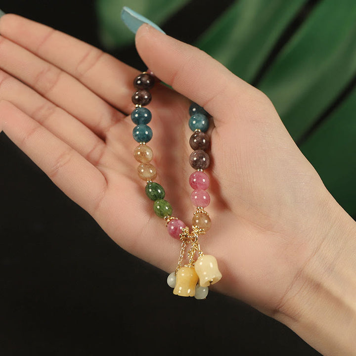 Buddha Stones Natural Colorful Tourmaline Flower Bead Love Bracelet - image 12