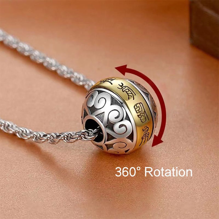Buddha Stones Taoist Nine-Character Mantra Engraved Amulet Balance Necklace Rotatable Pendant - image 3