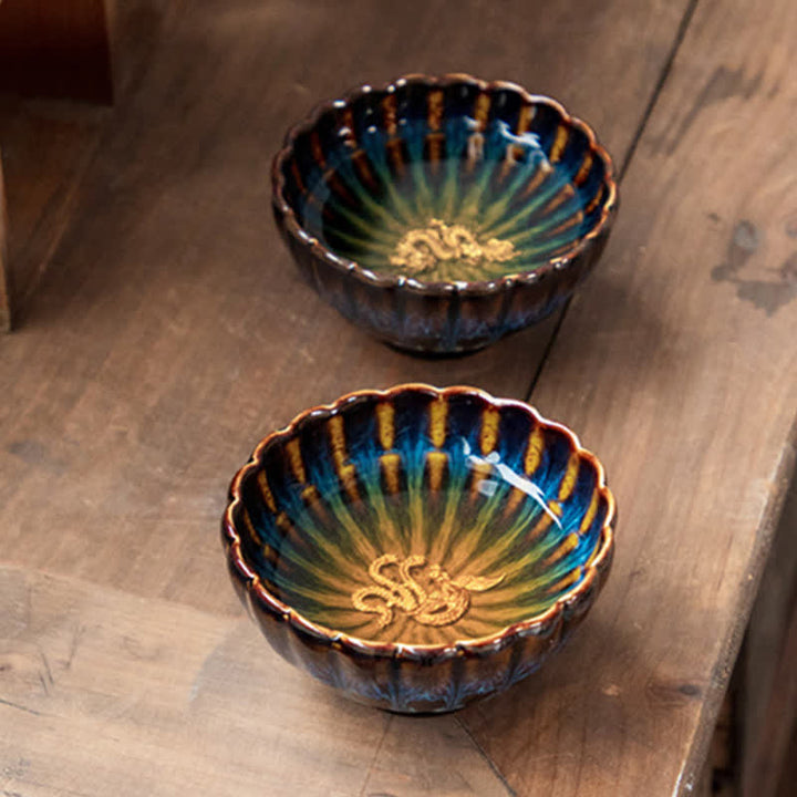 Buddha Stones Lotus Goldfish Auspicious Dragon Phoenix Ceramic Teacup Inlaid Tea Cups 130ml - image 5