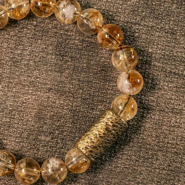 Buddha Stones Natural Citrine Crystal Brass Bead Protection Bracelet - image 3