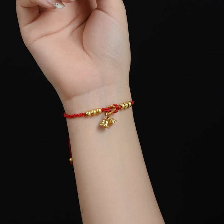 Buddha Stones Handcrafted Lily Of The Valley Flower Charm Design Luck Protection Braided Bracelet - image 5