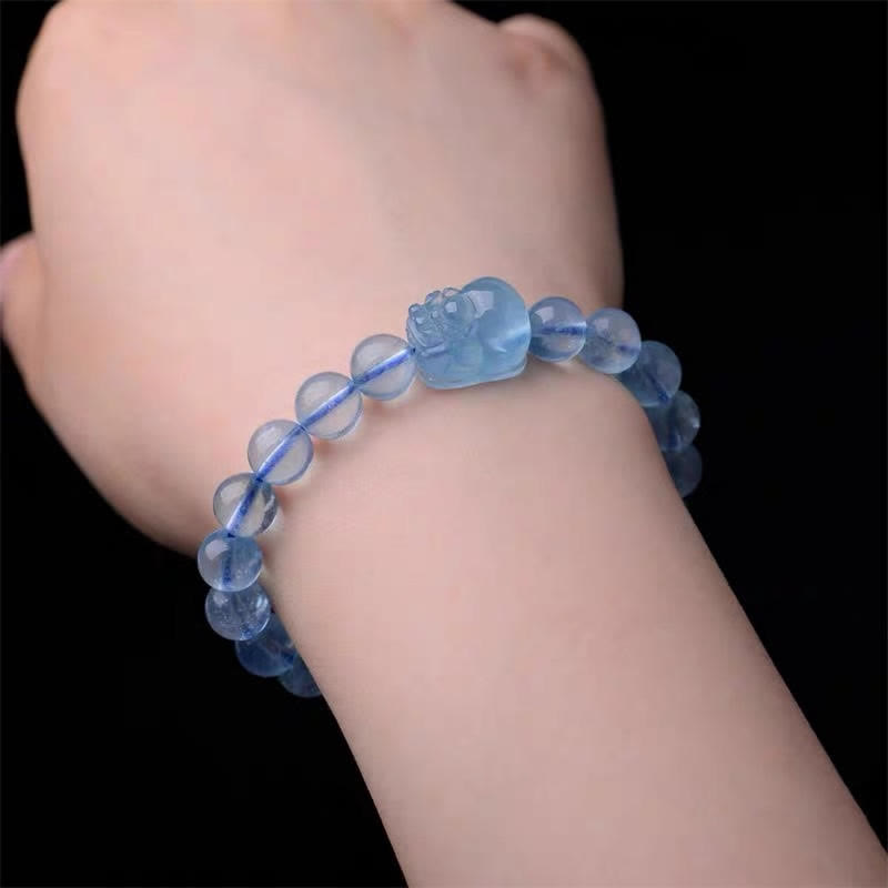 Buddha Stones Natural Aquamarine Pixiu Serenity Healing Bracelet - image 2