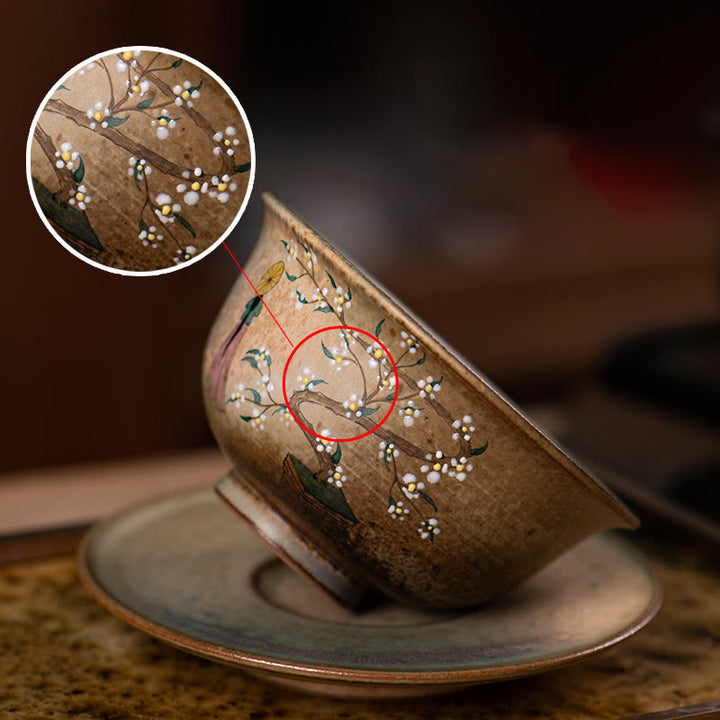 Buddha Stones Jingdezhen Hand Painted Ru Kiln Porcelain Hanfu Girl Flower Ceramic Gaiwan Sancai Teacup Kung Fu Tea Cup And Saucer With Lid - image 5