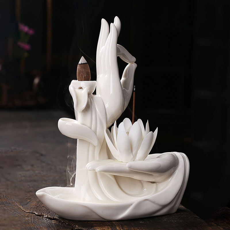 Buddha StonesTibetan Lotus Blessing Incense Burner Decoration - image 16