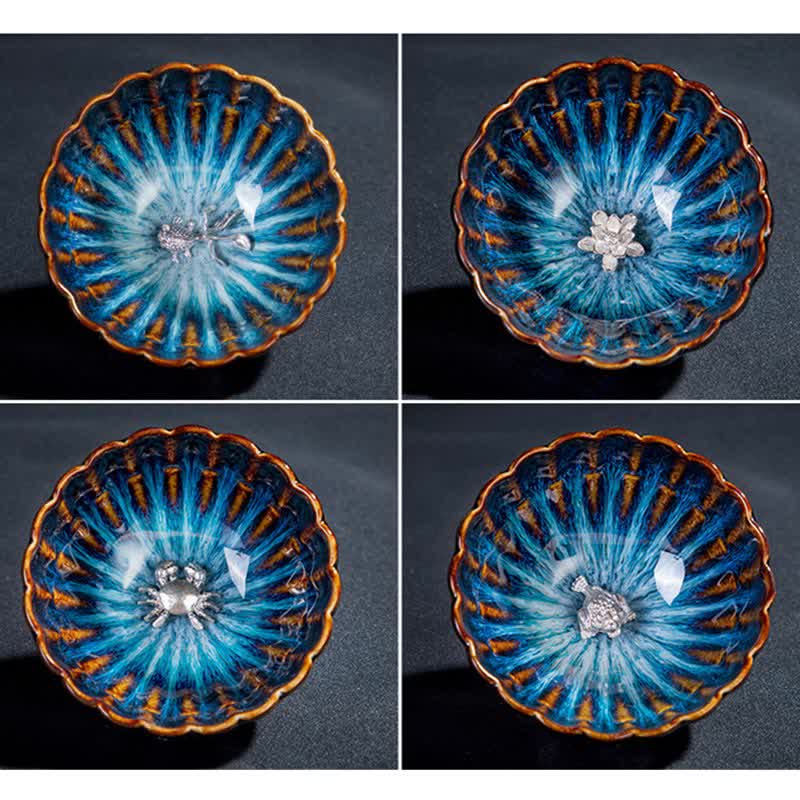 Buddha Stones Lotus Goldfish Auspicious Dragon Phoenix Ceramic Teacup Inlaid Tea Cups 130ml - image 13