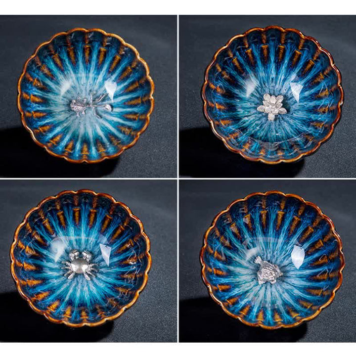 Buddha Stones Lotus Goldfish Auspicious Dragon Phoenix Ceramic Teacup Inlaid Tea Cups 130ml - image 13