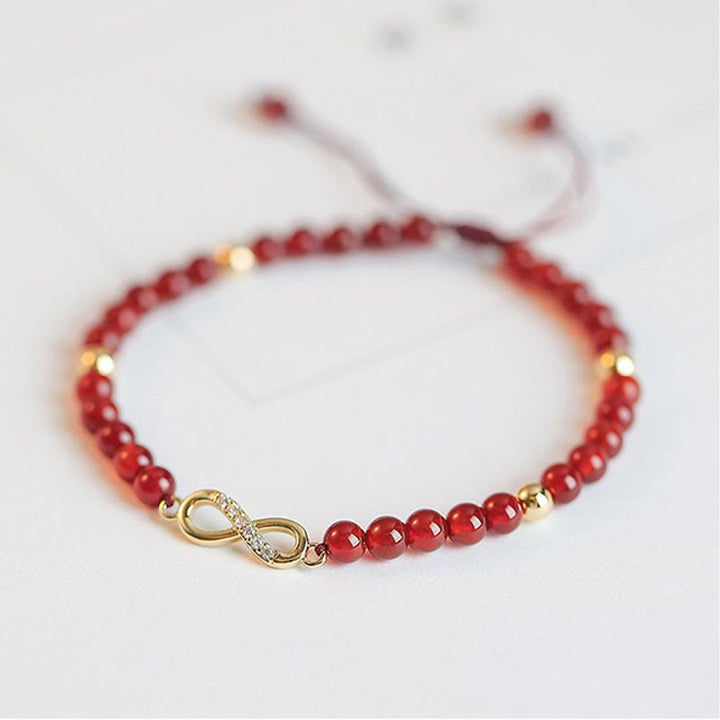 Natural Red Agate Endless Knot Four Leaf Clover Star Confidence String Bracelet - image 4