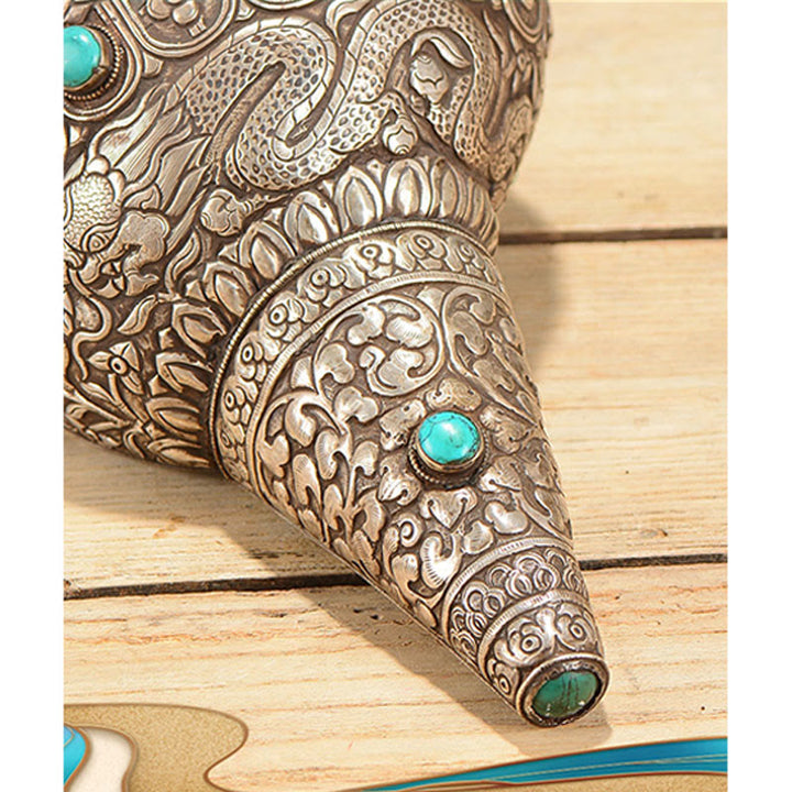 Buddha Stones Tibetan Handmade Natural Shankha Engraved Eight Auspicious Symbols Conch Shell Lucky Home Decoration - image 9