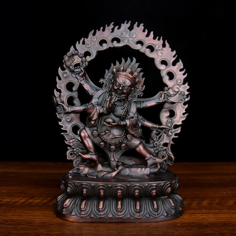 Tibet Mahakala Bodhisattva Figurine Compassion Copper Statue Decoration - Purple - image 3