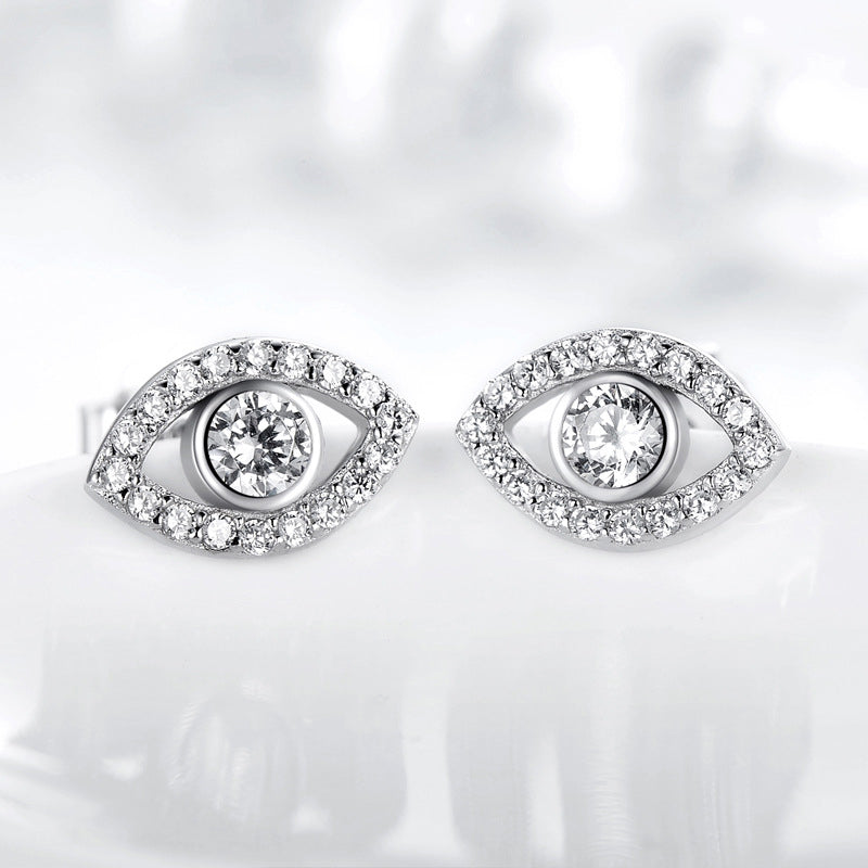 Buddha Stones 925 Sterling Silver Evil Eye Symbol Protection Stud Earrings - image 1