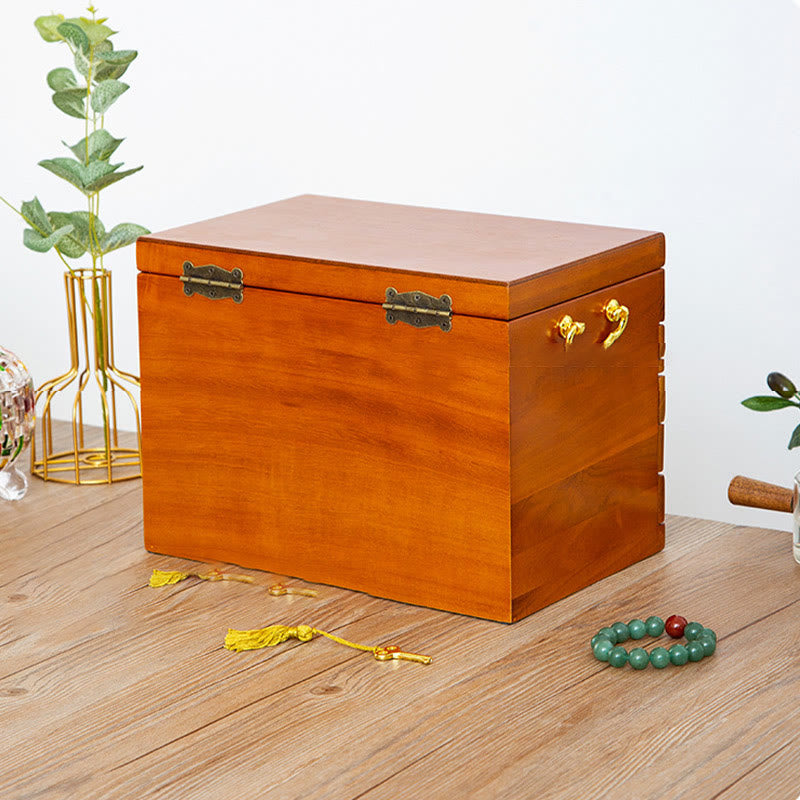 Buddha Stones Retro Solid Wood Jewelry Box Four-Layer Wooden Jewelry Storage Box - image 14