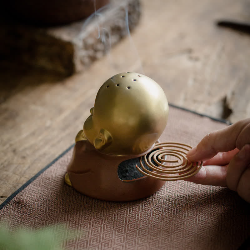 Little Buddha Laughing Buddha Ceramic Healing Incense Burner - image 4
