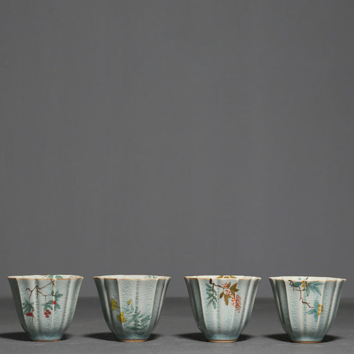 Buddha Stones Loquat Dogwood Hawthorn Morning Glory Ceramic Teacup Kung Fu Tea Cup - image 14