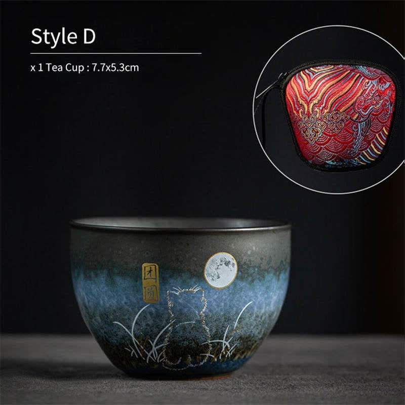 Buddha Stones Ceramic Teacup Lovely Cat Black Tea Cups 140ml - Reunion - image 9