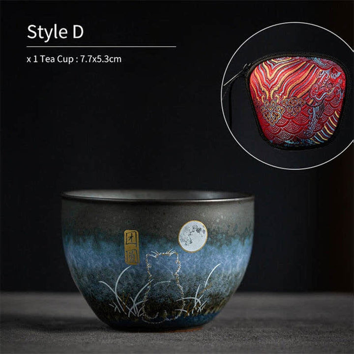 Buddha Stones Ceramic Teacup Lovely Cat Black Tea Cups 140ml - Reunion - image 9