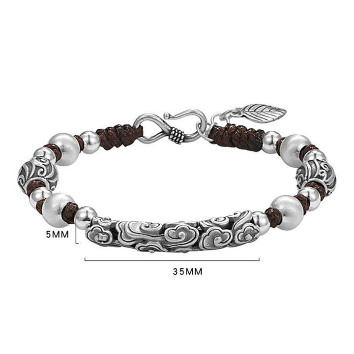 Buddha Stones Tibet Handmade Copper 999 Sterling Silver Auspicious Cloud Wealth String Bracelet - image 12