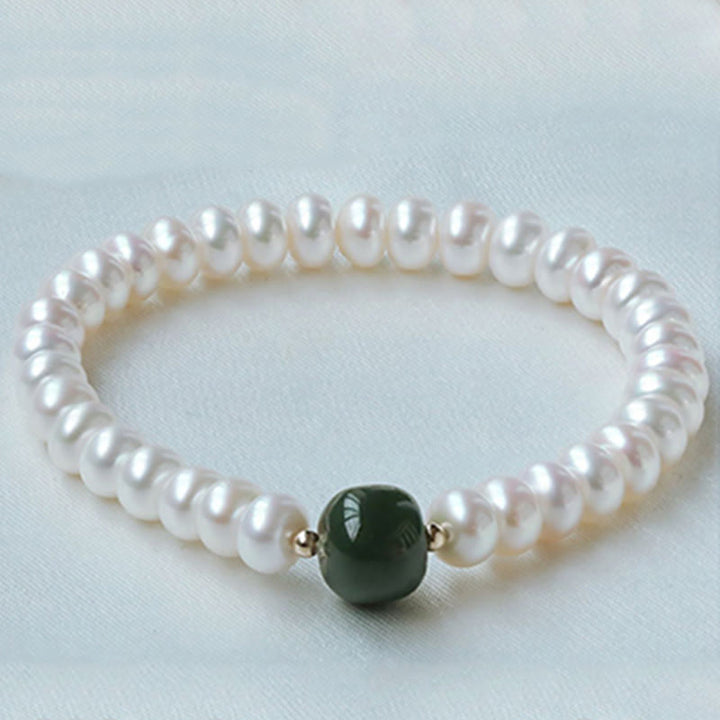 Buddha Stones 925 Sterling Silver Natural Pearl Hetian Jade Aquamarine Wisdom Sincerity Necklace Pendant Bracelet - image 3