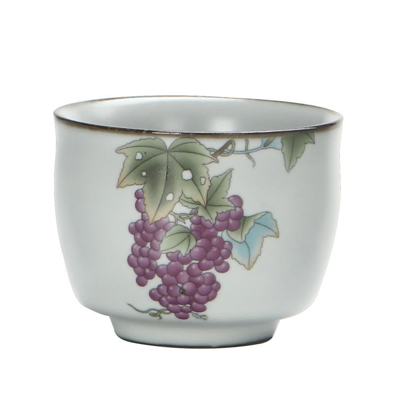 Buddha Stones Loquat Lychee Snow Scenery Landscape Grape Apple Ceramic Teacup Kung Fu Tea Cup - image 9