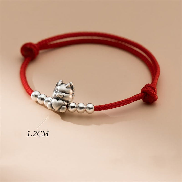 Buddha Stones Handmade 999 Sterling Silver Year of the Dragon Luck Red Bracelet - image 4