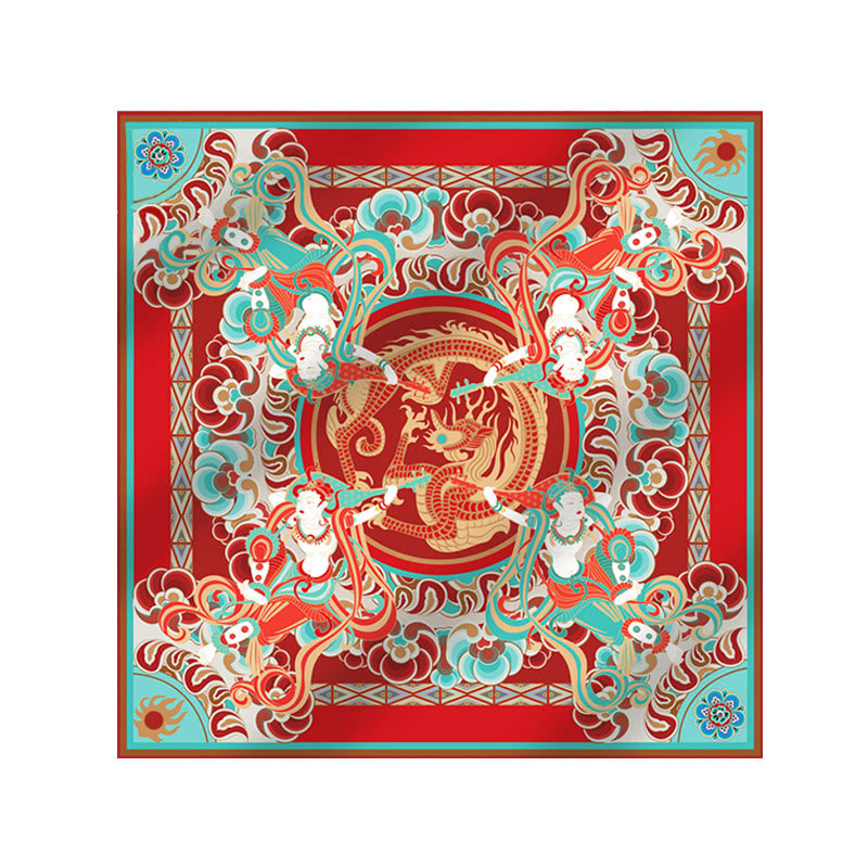 Buddha Stones Dunhuang Rebound Pipa Flying Frescoes 100% Mulberry Silk Scarf Premium Grade 6A Dunhuang Shawl - image 13