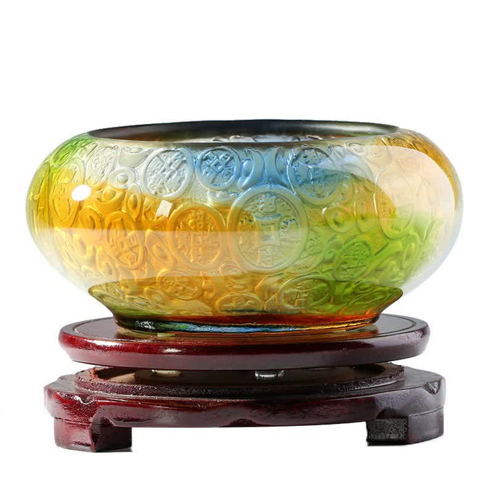 Handmade Liuli Crystal Treasure Bowl Ingots Art Piece Home Decoration - image 6