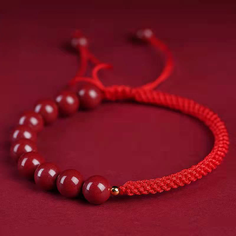 Buddha Stones Natural Cinnabar King Kong Knot Blessing String Bracelet - Cinnabar Red String - 8mm - image 15