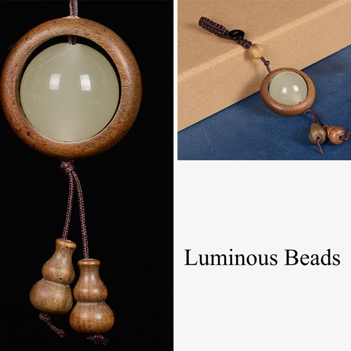 Buddha Stones Red Sandalwood Ebony Wood Green Sandalwood Luminous Lucky Bead Gourd Peace Key Chain - image 18