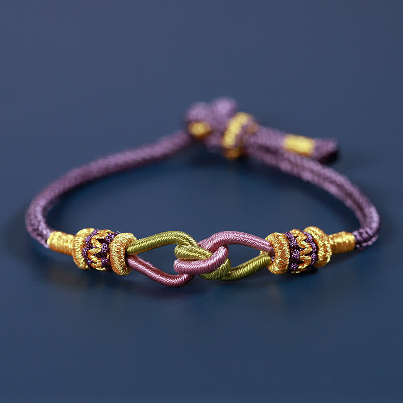 Buddha Stones Handmade Knotting Faith Strength Braid String Bracelet - Purple - 18cm - image 5