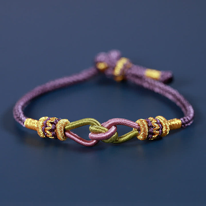 Buddha Stones Handmade Knotting Faith Strength Braid String Bracelet - Purple - 18cm - image 5