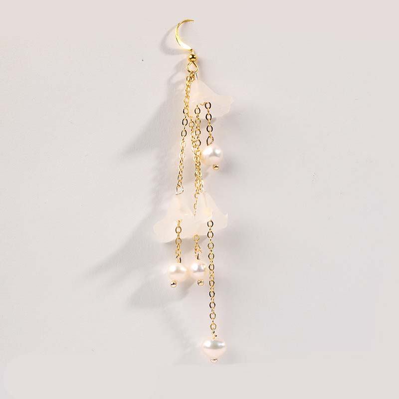 Buddha Stones Pearl Flower Petals Luck Drop Earrings - image 5
