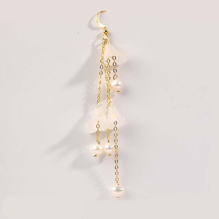 Buddha Stones Pearl Flower Petals Luck Drop Earrings - image 5