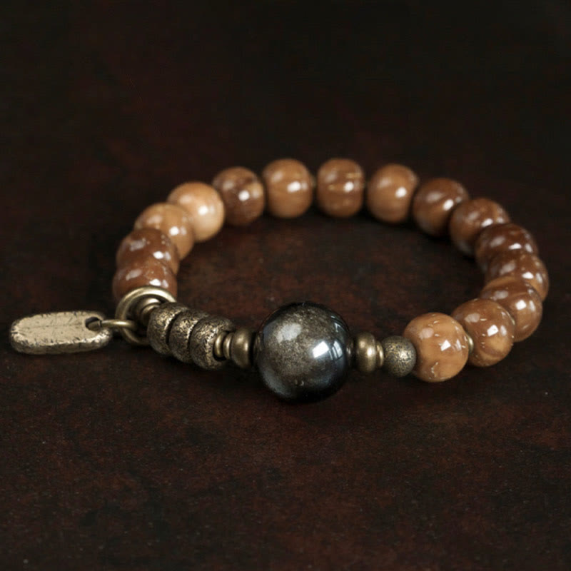 Buddha Stones Kuka Seed Tiger Eye Gold Sheen Obsidian Copper Wealth Luck Bracelet - image 8