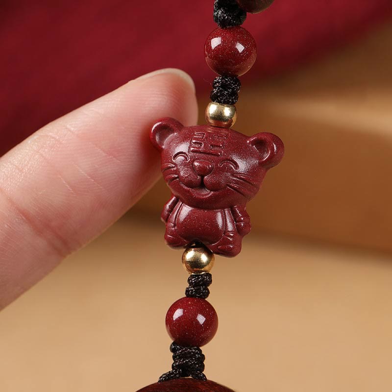 Buddha Stones Small Leaf Red Sandalwood Buddha Cinnabar Chinese Zodiac Amulet Protection Key Chain - image 15