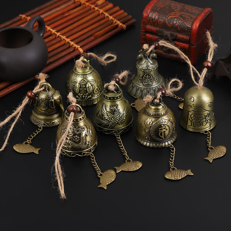 Buddha Stones Feng Shui Buddha Koi Fish Dragon Elephant Wind Chime Bell Luck Wall Hanging Decoration - image 0