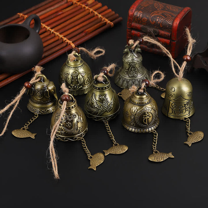 Buddha Stones Feng Shui Buddha Koi Fish Dragon Elephant Wind Chime Bell Luck Wall Hanging Decoration - image 0